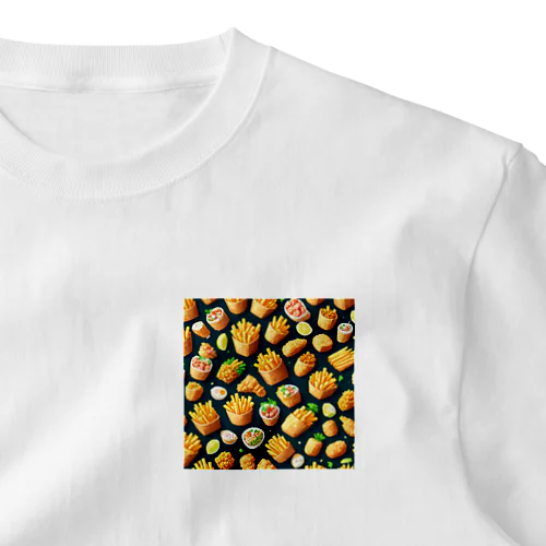 シーフード（エビやカニをトッピング）のようなポテトフライ ワンポイントTシャツ