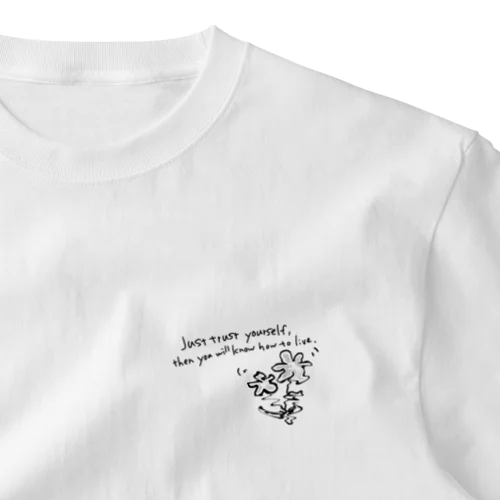 英文とぐにゃぐにゃお花 One Point T-Shirt