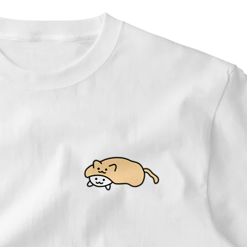 ネコ、かぶってます。（文字なし） One Point T-Shirt