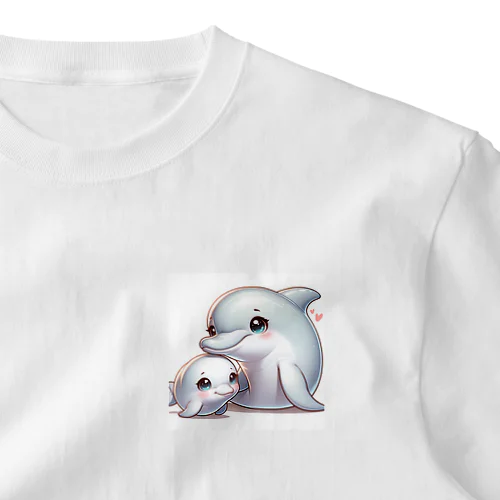 イルカの親子 ワンポイントTシャツ