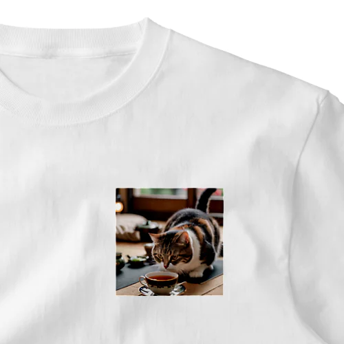 お茶の時間ティータイム三毛猫2 ワンポイントTシャツ