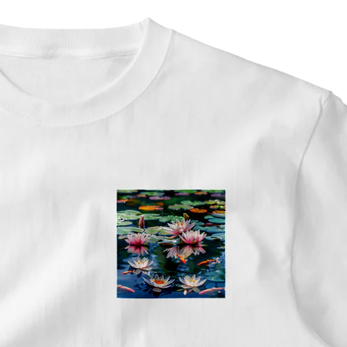 睡蓮と金魚和やかな風景　なでしこ1478 One Point T-Shirt
