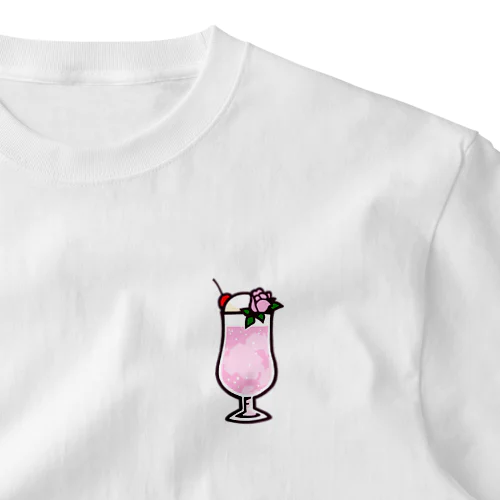 喫茶宝石箱のクリームソーダ（ローズクオーツ） ワンポイントTシャツ