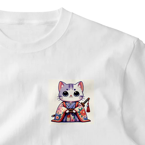 ネコSAMURAI ワンポイントTシャツ