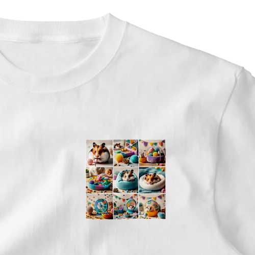 かわいいハムスターがいっぱい！色とりどりの可愛らしい写真集です One Point T-Shirt