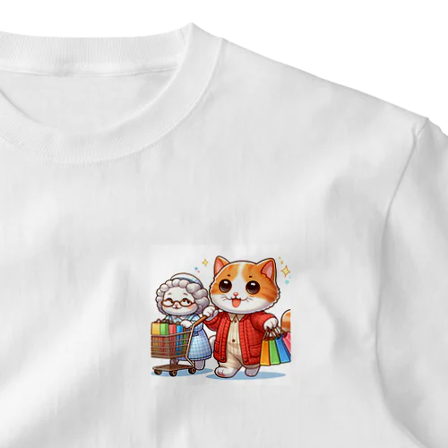 かわいい猫ちゃんと一緒にお買い物🐱💼  ワンポイントTシャツ