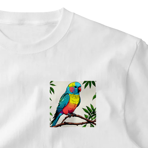 ふんわりカラフルな鳥 ワンポイントTシャツ