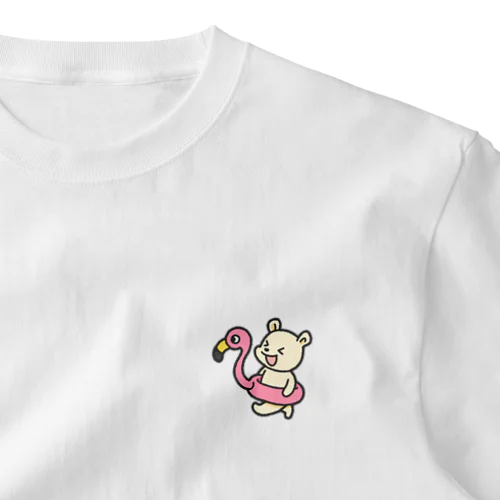 シロクマ夏休み☆フラミンゴ浮き輪 ワンポイントTシャツ