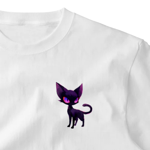 紫猫 ワンポイントTシャツ