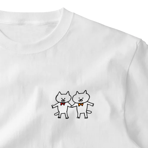 双子猫 ワンポイントTシャツ