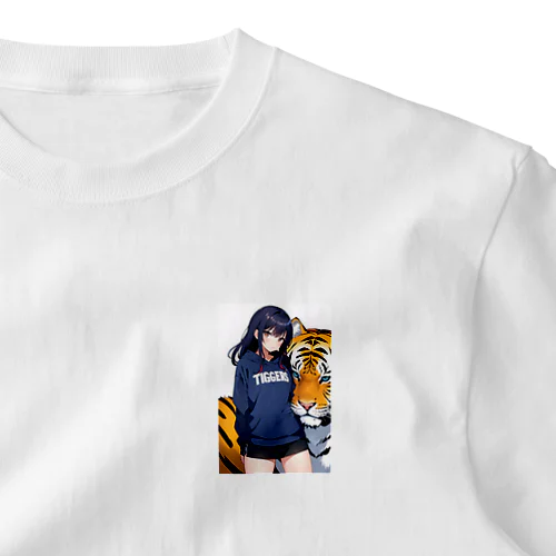 トラと女の子 ワンポイントTシャツ