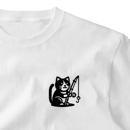 釣り猫 ワンポイントTシャツ