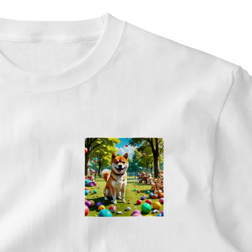 ボールの中の柴犬 ワンポイントTシャツ