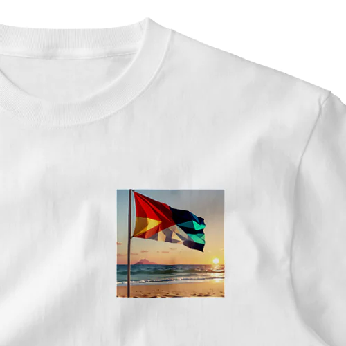 風になびくビーチフラッグ One Point T-Shirt