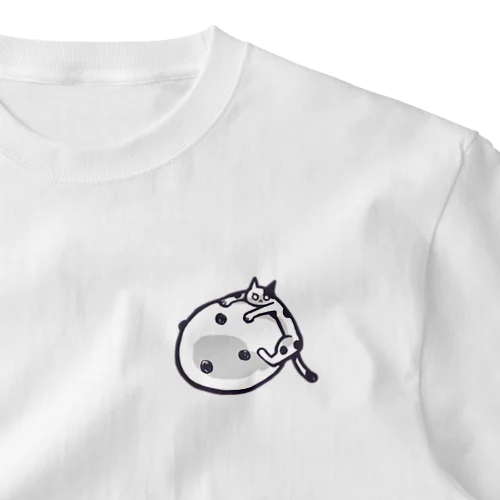 豆大福と猫〜甘党、猫派の方々へ〜 One Point T-Shirt