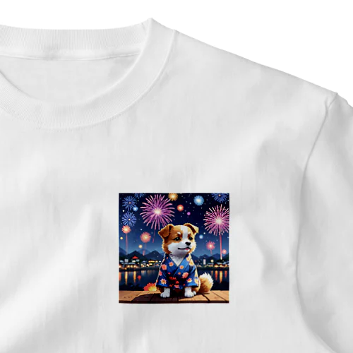 浴衣姿の可愛い犬 One Point T-Shirt