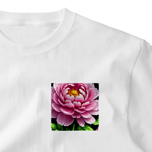 ピクセルアートの5月_芍薬 ワンポイントTシャツ