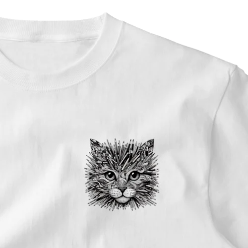 芸術ねこ鉛筆まる ワンポイントTシャツ