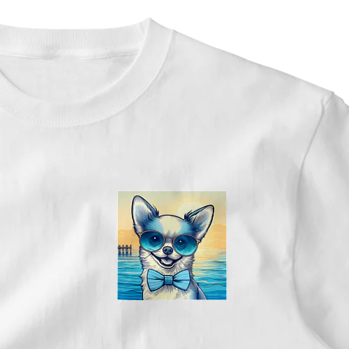 メガネ犬 ワンポイントTシャツ