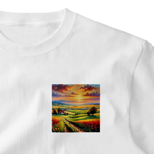 夕日に染まる田園風景 One Point T-Shirt