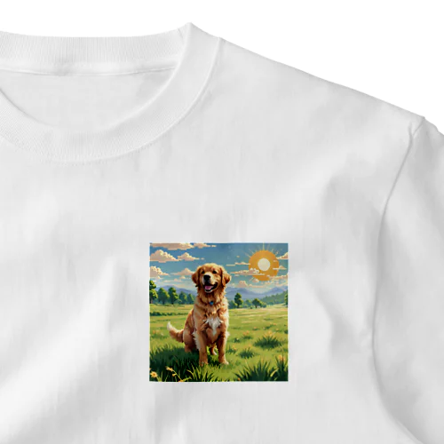 ドット絵のゴールデンレトリバー ワンポイントTシャツ