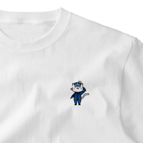 警備員猫 ワンポイントTシャツ