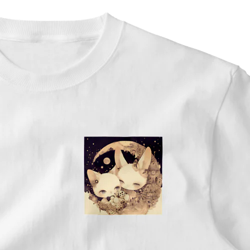 子猫と子うさぎの夢見るひと時 ワンポイントTシャツ