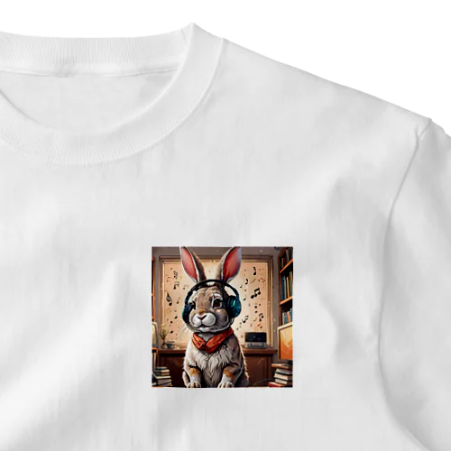 音楽ウサギ ワンポイントTシャツ