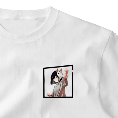 狐面少女の枠なぐり👊 ワンポイントTシャツ