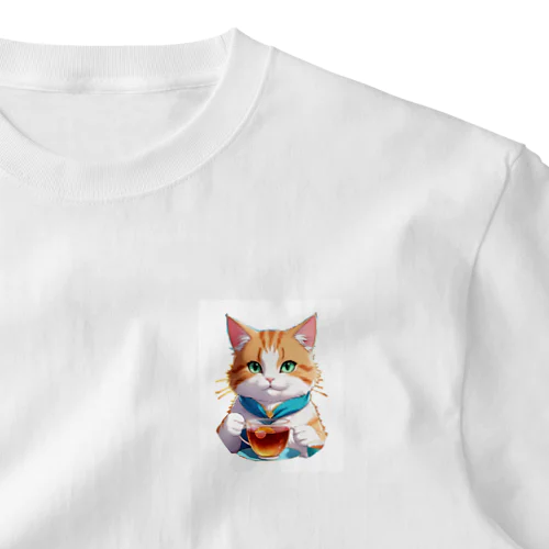 お茶猫ちゃん ワンポイントTシャツ