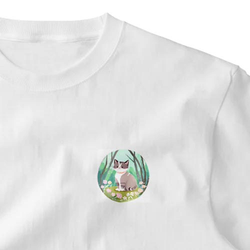 水彩猫 ワンポイントTシャツ