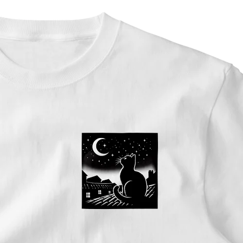 月夜の猫 ワンポイントTシャツ