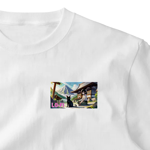 時空の旅猫アルトとミアの山間の寺院 One Point T-Shirt