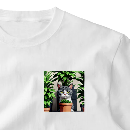 植物と猫 One Point T-Shirt