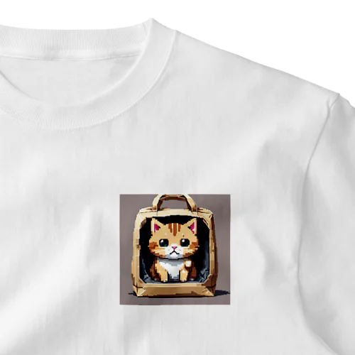 お出かけバックの猫 ワンポイントTシャツ