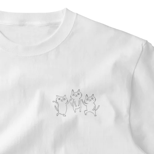 踊るねこ ワンポイントTシャツ