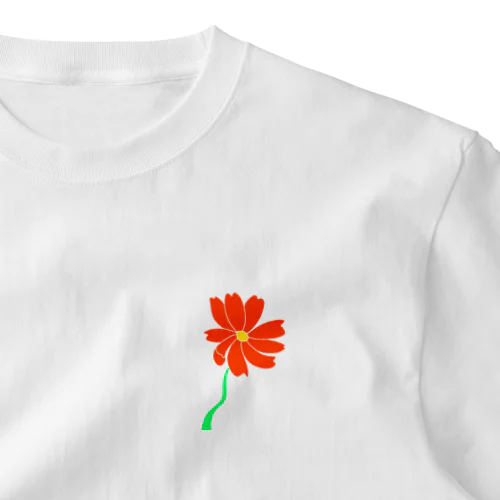 ビビッドオレンジの花 ワンポイントTシャツ