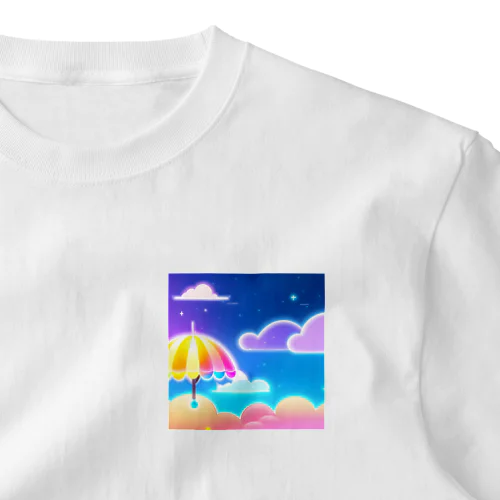 夜空に開いた虹のパラソル One Point T-Shirt