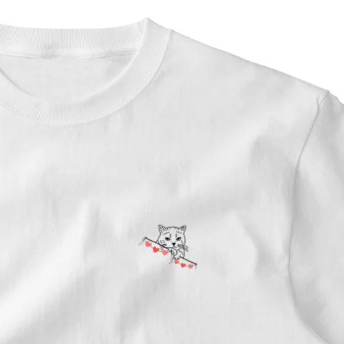 Gray cat One Point T-Shirt