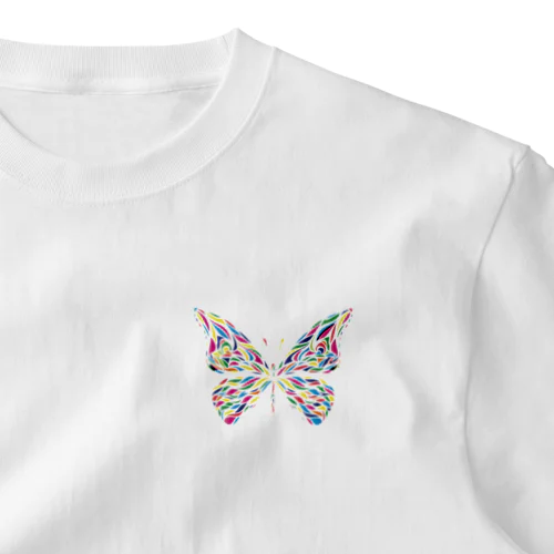 ビビッドな蝶々 ワンポイントTシャツ