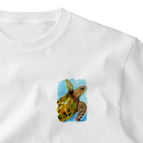 海亀ホヌ　アート ワンポイントTシャツ