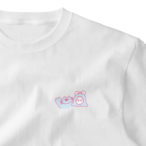 FMやまとラジオ「私が相談したいわ」シャム猫娘とシャム猫キャラクターグッズ One Point T-Shirt