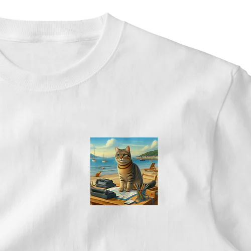 海辺の仕事猫 ワンポイントTシャツ