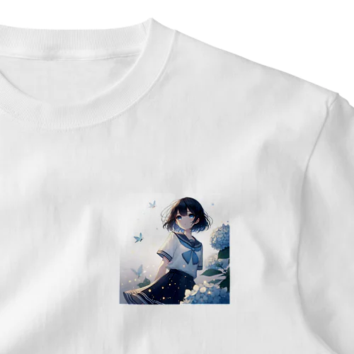 紫陽花と女子高生 One Point T-Shirt