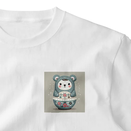 クマのマトリョーシカ（グレー） ワンポイントTシャツ