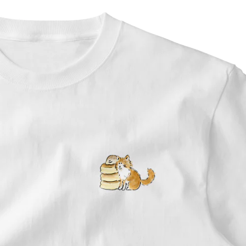 猫とパンケーキ　ティラミス ワンポイントTシャツ