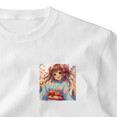 元気いっぱいの浴衣姿の女子高生 One Point T-Shirt