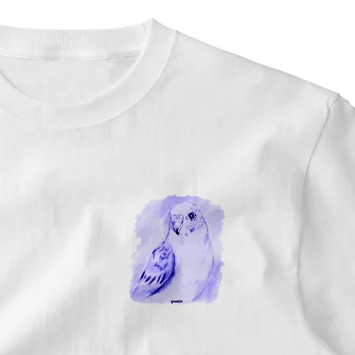 セキセイインコ　アート鳥　パープル ワンポイントTシャツ