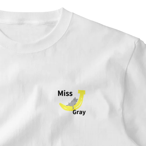 Gray cat One Point T-Shirt