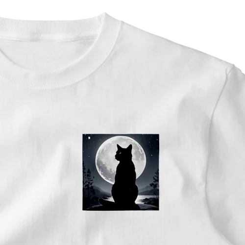 月夜の黒猫 ワンポイントTシャツ